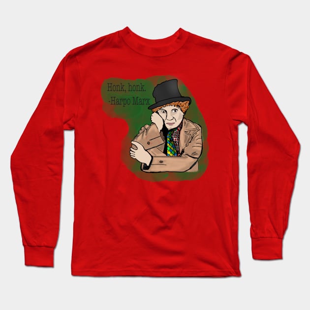 Harpo Marx Long Sleeve T-Shirt by TL Bugg